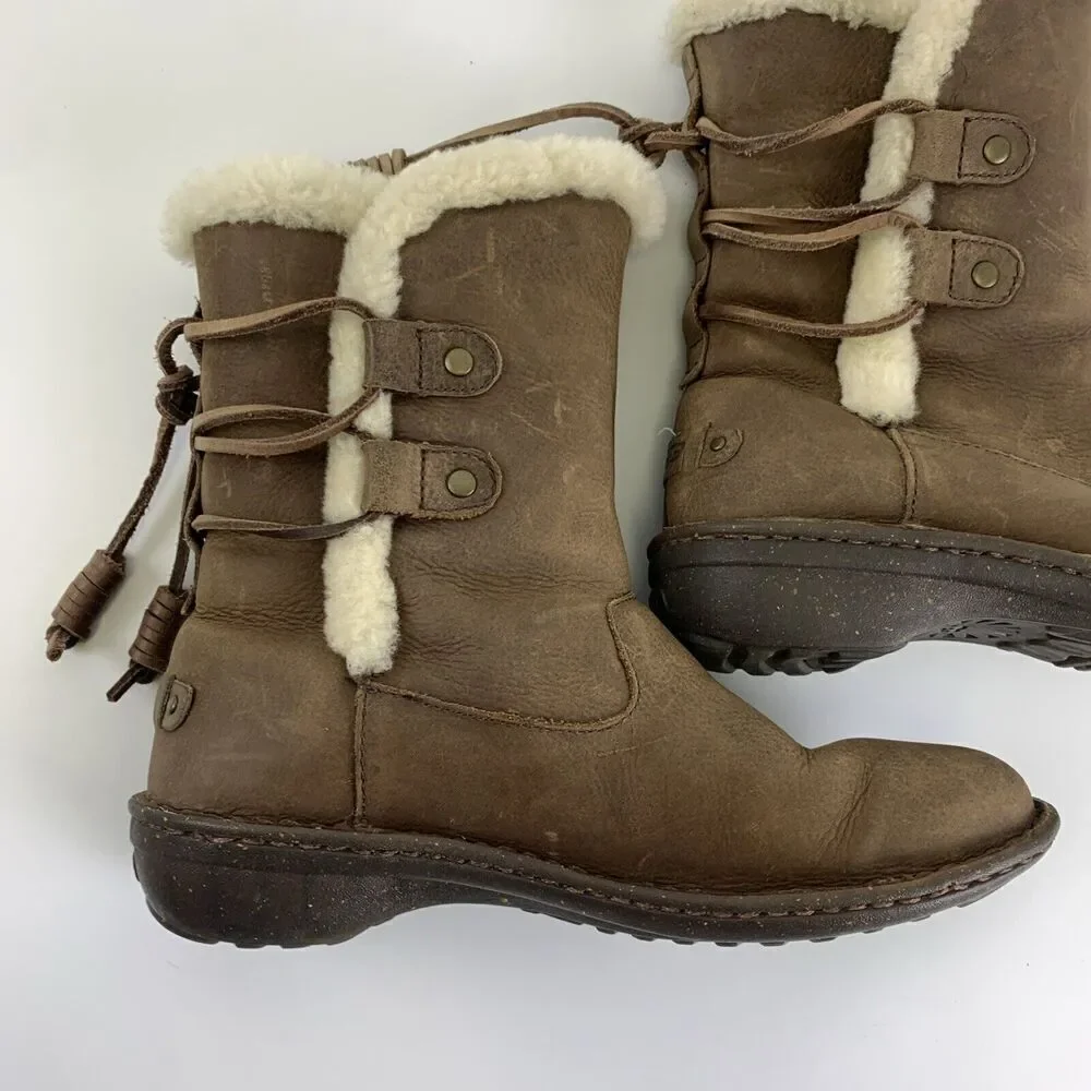 BOGO UGG Akadia Boot Brown Leather Sheepskin Shearling Lined 1007760 Womens 7